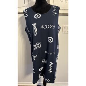exist sports line dresses Exist Sports Line T-Shirt Tank Dress Sz Small Black White Slvless Double  Sided